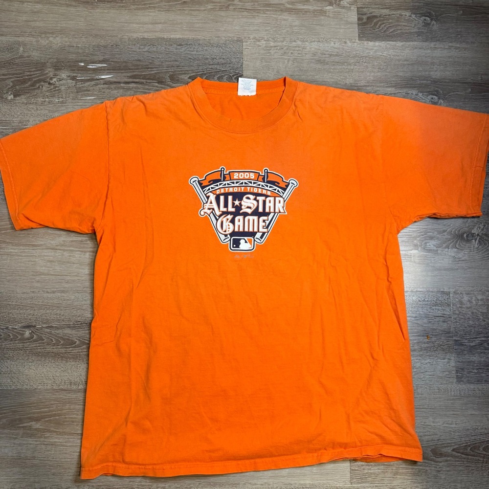 Majestic 2005 MLB All Star Game Detroit Tigers T-Shirt Mens 2XL Orange Graphic